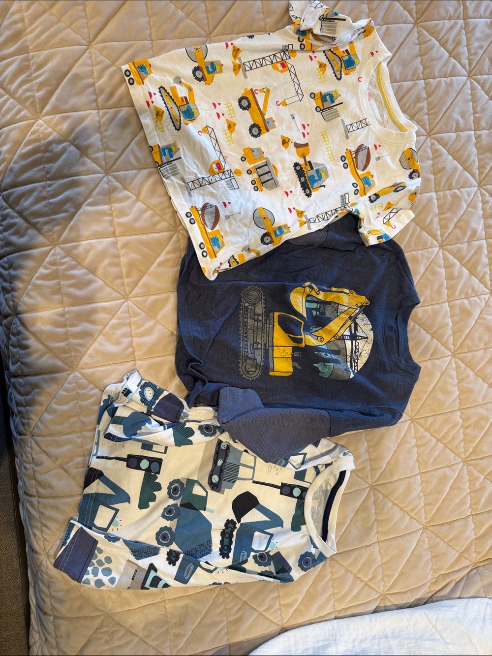 Construction Trucks Tee Trio - Yellow, Blue, White